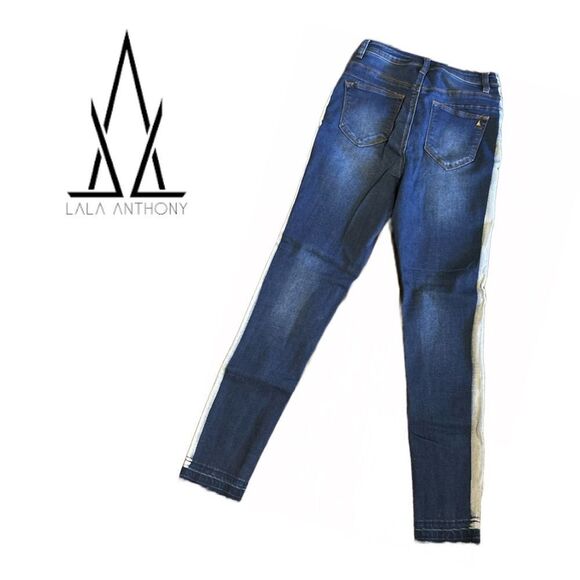 Lala Anthony Women’s High Rise Tuxedo Raw Hem Skinny Jeans - Size 30 - Picture 2 of 3